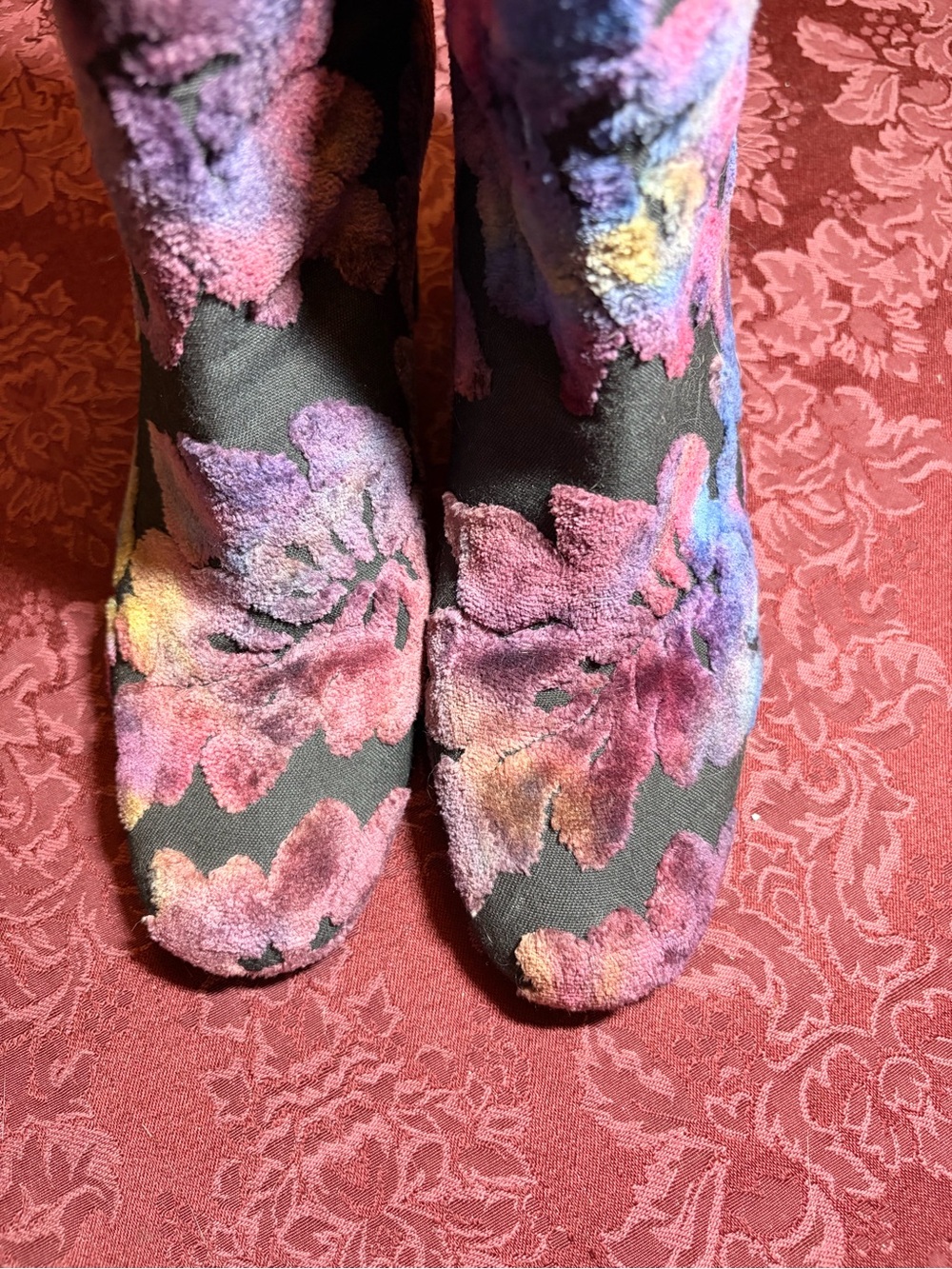 Stuart Weitzman Multicolor Floral Velvet Ankle Boots - Picture 6 of 15
